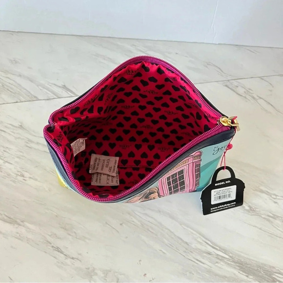 Nikky By Nicole Lee Cosmetic Pouch Bag Miss Your Call Teal - Picture 5 of 6